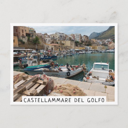Fischerboote im Hafen von Castellammare del Golfo Postkarte (Vorderseite)