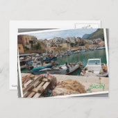 Fischerboote im Hafen von Castellammare del Golfo Postkarte (Vorne/Hinten)