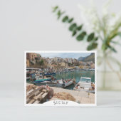 Fischerboote im Hafen von Castellammare del Golfo Postkarte (Stehend Vorderseite)