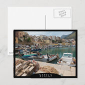 Fischerboote im Hafen von Castellammare del Golfo Postkarte (Vorne/Hinten)