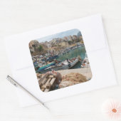 Fischerboote im Hafen von Castellammare del Golfo Quadratischer Aufkleber (Umschlag)