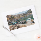 Fischerboote im Hafen von Castellammare del Golfo Rechteckiger Aufkleber (Umschlag)