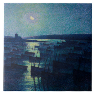 Fischerboote im Mondlicht (Camaret, Frankreich) Fliese