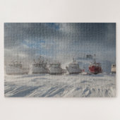 Fischerboote im Schnee Puzzle (Horizontal)