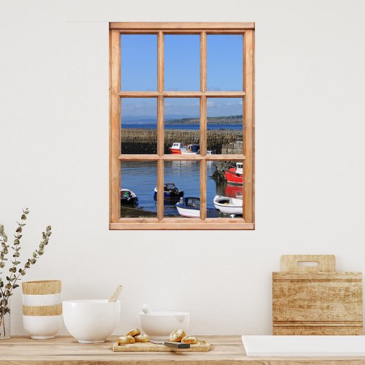 Fischerboote - Imitate-Fenstereffekt Poster (Küche)