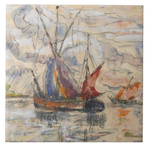 Fischerboote in La Rochelle, c.1919-21 Fliese