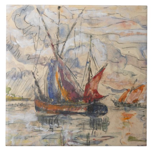 Fischerboote in La Rochelle, c.1919-21 Fliese (Vorderseite)