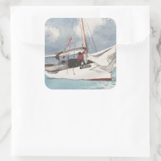 Fischerboote, Key West Quadratischer Aufkleber (Tasche)