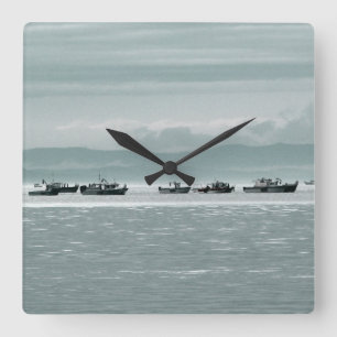 Fischerboote Quadratische Wanduhr