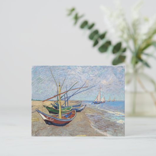 Fischerboote Strand Vincent van Gogh Postkarte (Stehend Vorderseite)