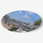 Fischerboote und Pier Pappteller (Schrägansicht)