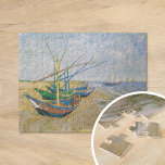 Fischerboote | Vincent Van Gogh Puzzle<br><div class="desc">Fischerboote am Strand von Saintes-Maries (1888) von dem niederländischen post-impressionistischen Künstler Vincent Van Gogh. Original-Kunstwerk ist ein Ölgemälde auf der Leinwand,  das mehrere Fischerboote am Meeresufer darstellt. Verwenden Sie die Entwurfstools,  um einen benutzerdefinierten Text hinzuzufügen oder das Bild zu personalisieren.</div>