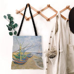 Fischerboote | Vincent van Gogh Tasche<br><div class="desc">Fischerboote am Strand von Saintes-Maries (1888) von dem niederländischen post-impressionistischen Künstler Vincent Van Gogh. Original-Kunstwerk ist ein Ölgemälde auf der Leinwand,  das mehrere Fischerboote am Meeresufer darstellt. Verwenden Sie die Entwurfstools,  um einen benutzerdefinierten Text hinzuzufügen oder das Bild zu personalisieren.</div>
