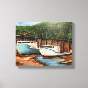 Fischerdorf Akryllische Landschaft Leinwanddruck