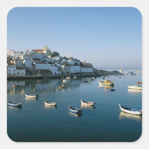 Fischerdorf Ferragudo, Algarve, Portugal 2 Quadratischer Aufkleber