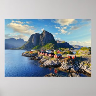 Fischerdorf Hamnoy auf den Lofoten-Inseln, Norwege Poster