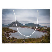 Fischerdorf Lofoten Große Geschenktüte (Rückseite)