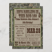 Fischerei 16. Geburtstag Einladung mit Camouflage (Vorne/Hinten)