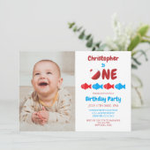 Fischerei 1. Geburtstag Einladung (Stehend Vorderseite)