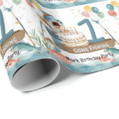 Fischerei 1. Geburtstag Geschenkpapier (Rolleneckpunkt)