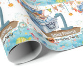 Fischerei 1. Geburtstag Geschenkpapier (Rolleneckpunkt)