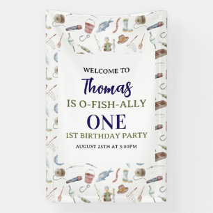 Fischerei 1. Geburtstag   O-Fisch-ally One Party Banner