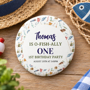 Fischerei 1. Geburtstag O-Fisch-ally One Party Button