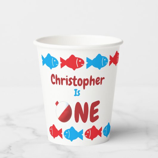 Fischerei 1. Geburtstag Pappbecher (Vorderseite)