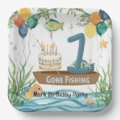 Fischerei 1. Geburtstag Pappteller (Vorderseite)