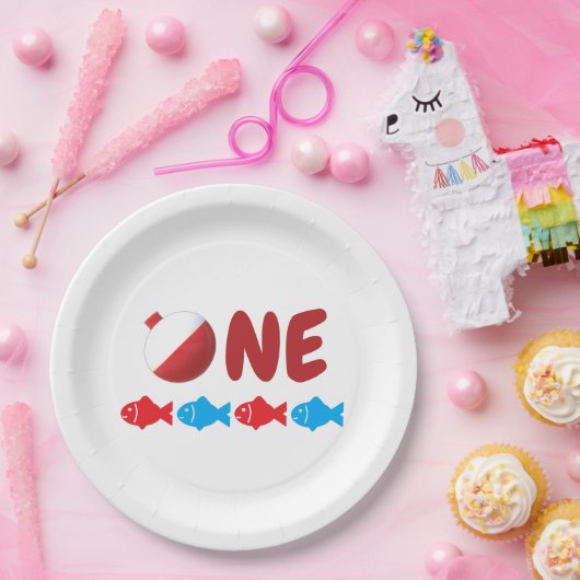 Fischerei 1. Geburtstag Pappteller (Party)