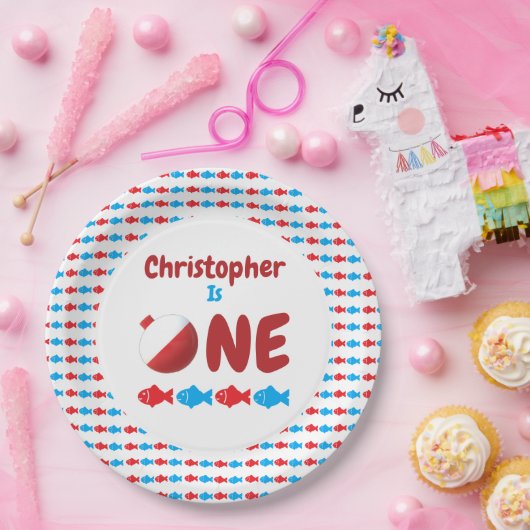 Fischerei 1. Geburtstag Pappteller (Party)