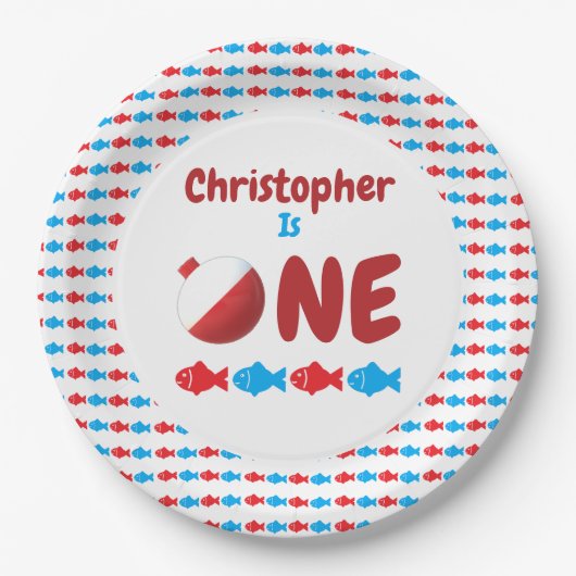 Fischerei 1. Geburtstag Pappteller (Vorderseite)