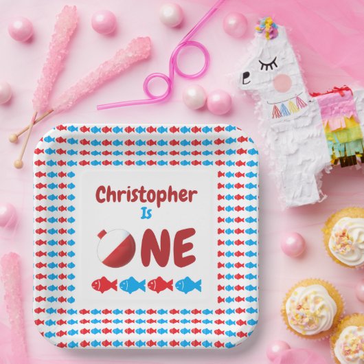 Fischerei 1. Geburtstag Pappteller (Party)