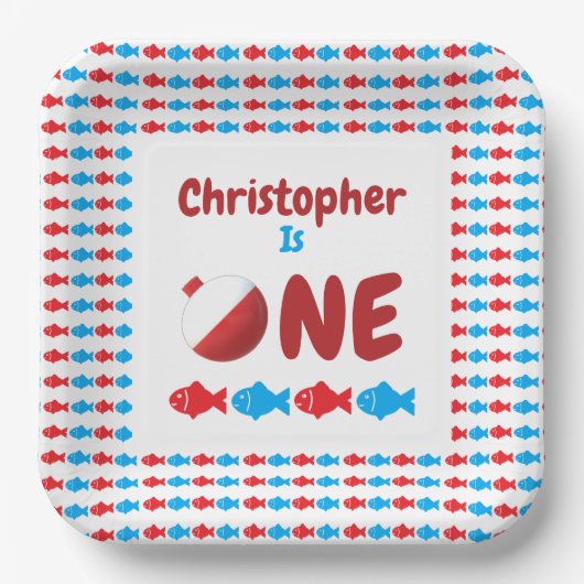 Fischerei 1. Geburtstag Pappteller (Vorderseite)