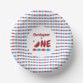 Fischerei 1. Geburtstag Pappteller (Vorderseite)