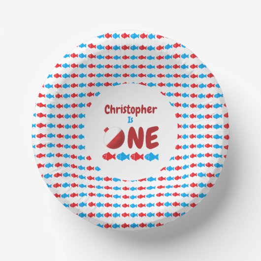 Fischerei 1. Geburtstag Pappteller (Vorderseite)