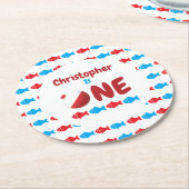 Fischerei 1. Geburtstag Runder Pappuntersetzer (Angewinkelt)