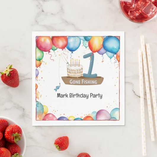 Fischerei 1. Geburtstag Serviette (Beispiel)