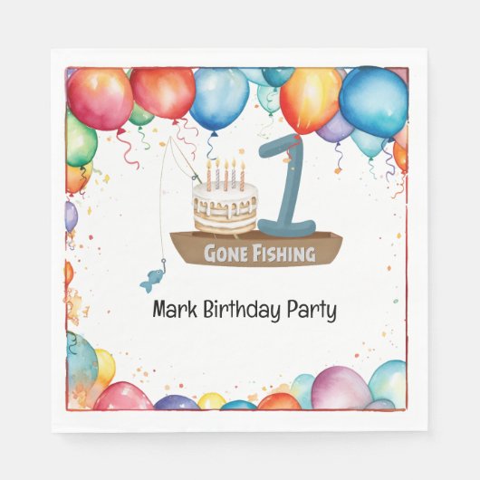 Fischerei 1. Geburtstag Serviette (Vorderseite)