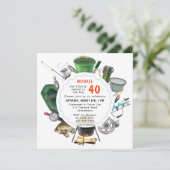 Fischerei 40. Geburtstag Fischer Outdoors Camping Einladung (Stehend Vorderseite)