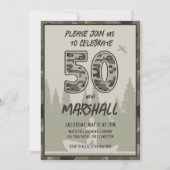 Fischerei 50. Geburtstag Camouflage Wald Wald Wald Einladung (Vorderseite)