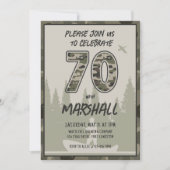 Fischerei 70. Geburtstag Camouflage Wald Wald Wald Einladung (Vorderseite)