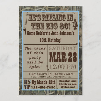 Fischerei 80. Geburtstag Einladung mit Camouflage