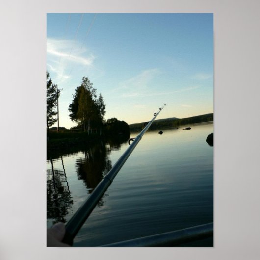 Fischerei am See in der Dämmerung Klein Poster (Vorne)