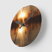 Fischerei am Sonnenuntergang Runde Wanduhr (Winkel)