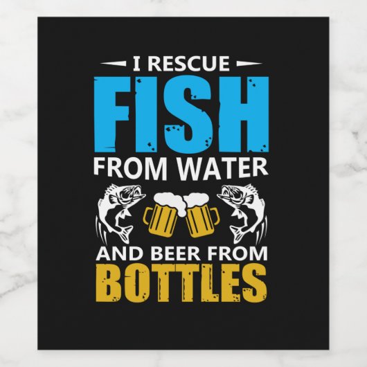 Fischerei Art I Rettung von Fischen aus Wasser Weinetikett (Einzelnes Label)