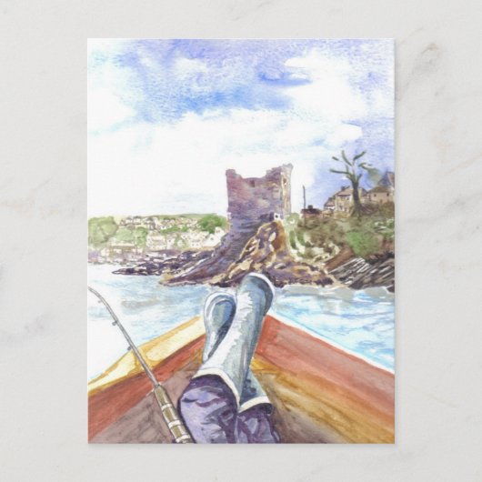 Fischerei auf polnische Postkarte (Vorderseite)