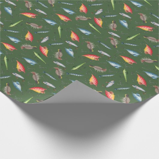 Fischerei auf Waldgrün Geschenkpapier (Ecke)