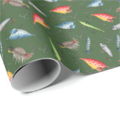 Fischerei auf Waldgrün Geschenkpapier (Rolleneckpunkt)