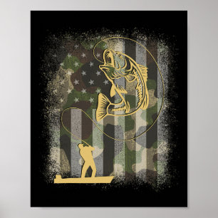 Fischerei B Camouflage Flag 4. Juli Patri Poster